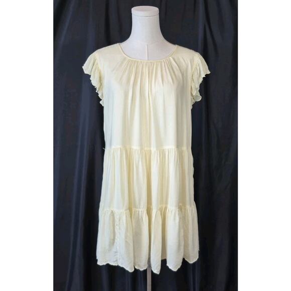 Aritzia Wilfred Sidonie Light Yellow Ruffled Tiered Modal Mini Dress XS - Picture 2 of 10